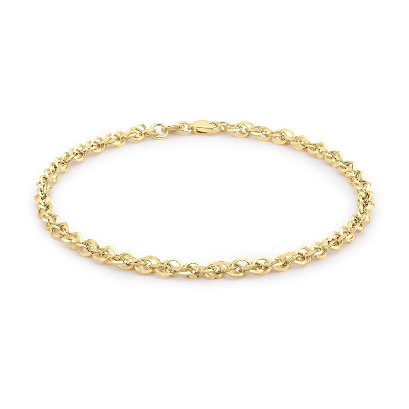 9ct Yellow Gold 7.5" Diamond Cut Chain Bracelet