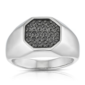 Sterling Silver & Black Cubic Zirconia Signet Ring