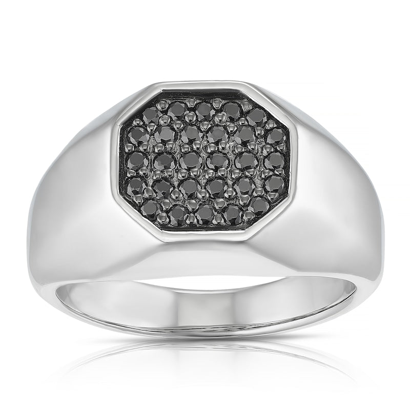 Sterling Silver & Black Cubic Zirconia Signet Ring