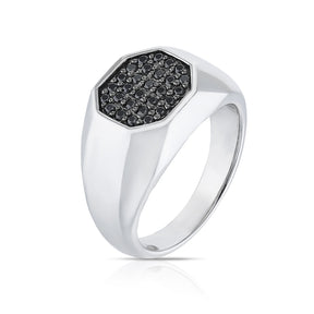 Sterling Silver & Black Cubic Zirconia Signet Ring