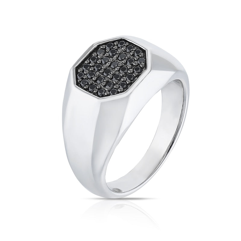 Sterling Silver & Black Cubic Zirconia Signet Ring