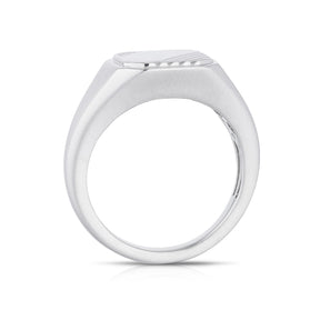 Sterling Silver Cubic Zirconia Matte & Polished Signet Ring