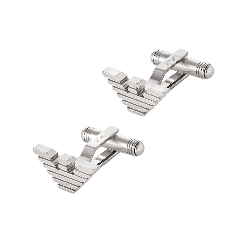 Emporio Armani Stainless Steel Logo Toggle Cufflinks