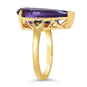 Le Vian 14ct Yellow Gold Diamond & Amethyst Pear Shaped Large Ring