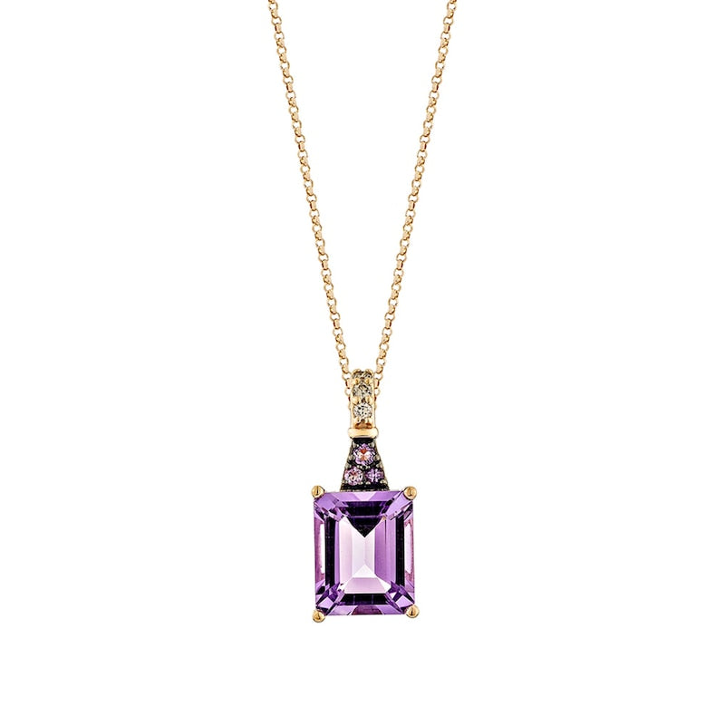 Le Vian 14ct Rose Gold 19" Amethyst & Diamond Pendant Necklace