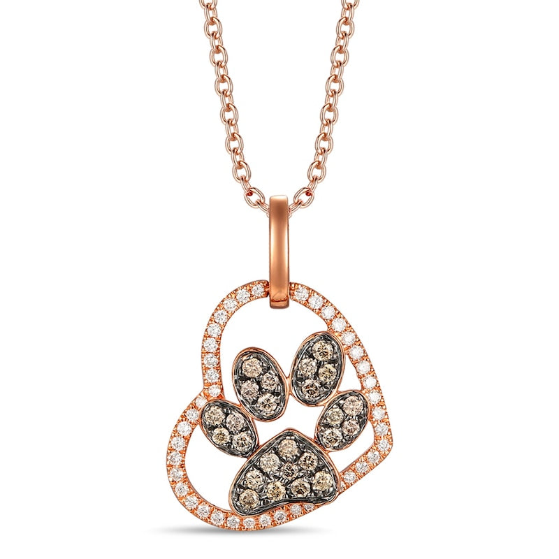 Le Vian 14ct Rose Gold 0.30ct Diamond Heart Shaped Paw Print Pendant