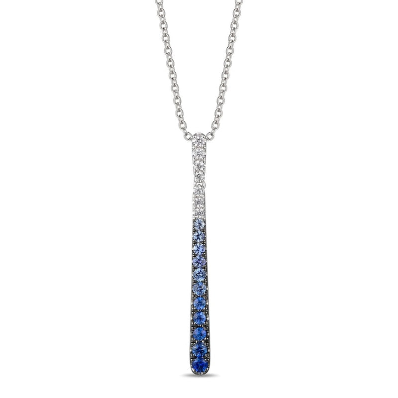 Le Vian 14ct White Gold Sapphire Ombré Line Pendant Necklace