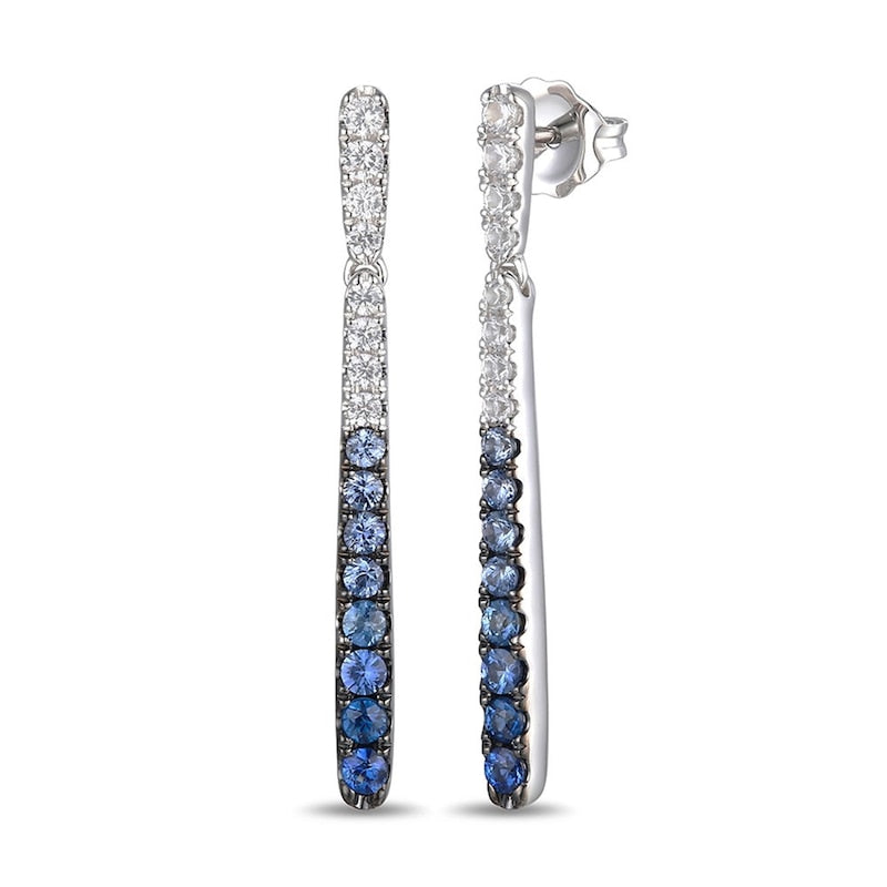 Le Vian 14ct White Gold Sapphire Ombré Line Drop Earrings