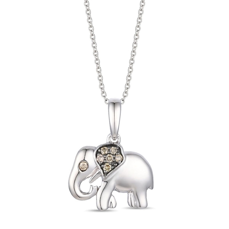 Le Vian 14ct White Gold Diamond Elephant Pendant Necklace