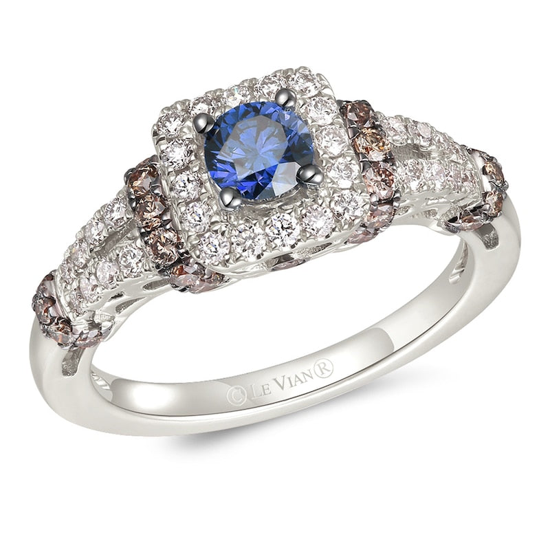 Le Vian 14ct White Gold 0.60ct Diamond & Sapphire Halo Ring
