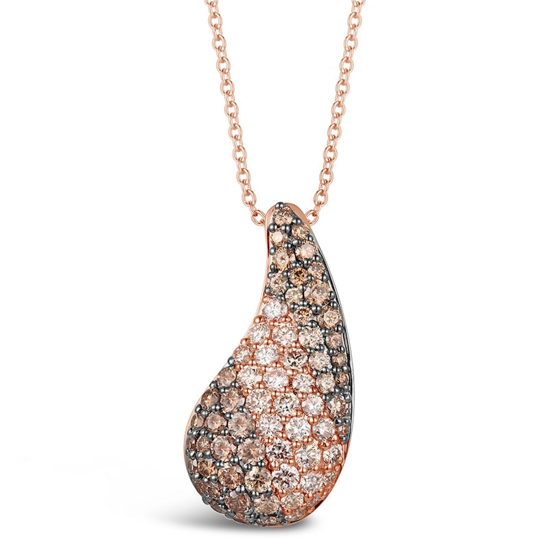 Le Vian 14ct Rose Gold 19" 1.12ct Diamond Drop Pendant Necklace