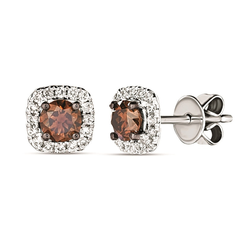 Le Vian 14ct White Gold 0.60ct Brown Diamond Halo Stud Earrings