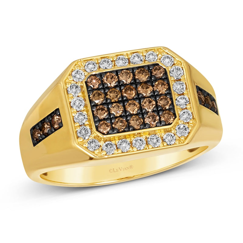 Le Vian 14ct Yellow Gold 0.80ct Diamond Round Cut Signet Ring