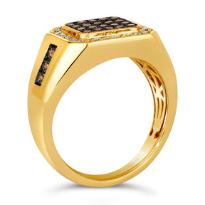 Le Vian 14ct Yellow Gold 0.80ct Diamond Round Cut Signet Ring