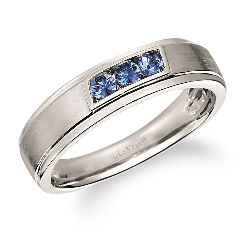 Le Vian 14ct White Gold Blue Sapphire Signet Ring