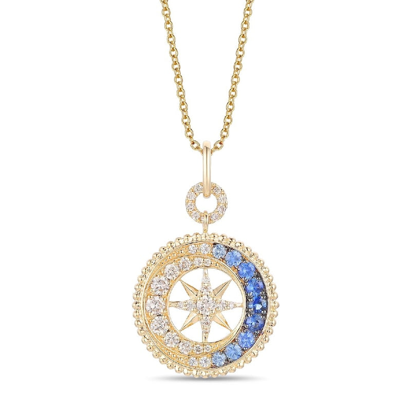 Le Vian 14ct Yellow Gold 19" 0.50ct Diamond & Blue Sapphire Pendant
