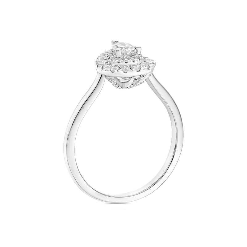 Engagement Ring Platinum Pear Shaped Double Halo 0.50ct Diamond Ring