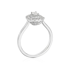 Engagement Ring Platinum Emerald Shaped Double Halo 0.50ct Diamond Ring