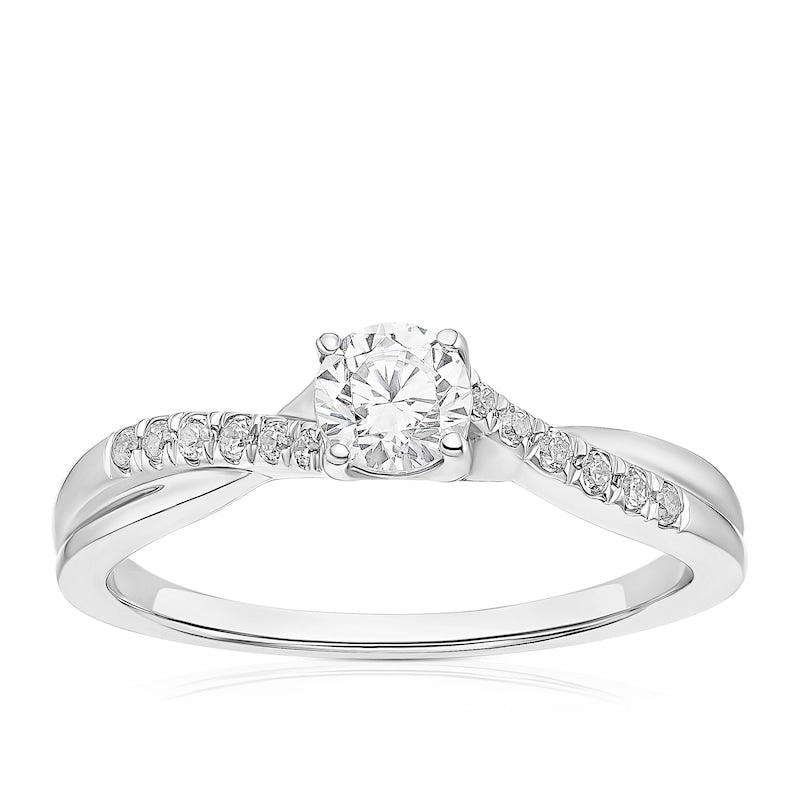 Engagement Ring Platinum Twisted Shoulder Solitaire 0.50ct Diamond Ring