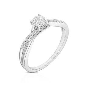 Engagement Ring Platinum Twisted Shoulder Solitaire 0.50ct Diamond Ring