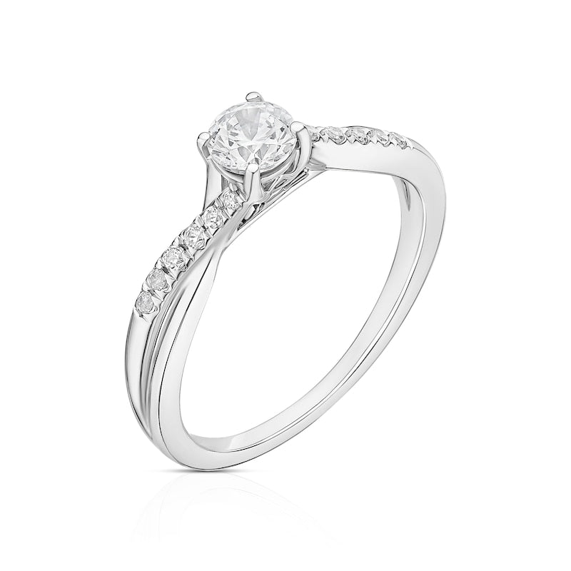 Engagement Ring Platinum Twisted Shoulder Solitaire 0.50ct Diamond Ring