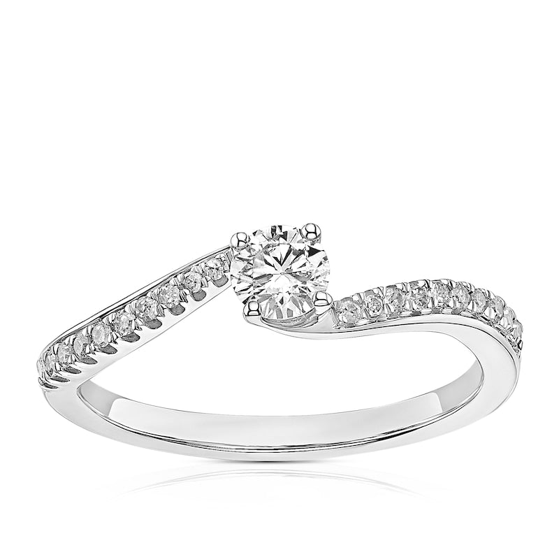 Engagement Ring 9ct White Gold Twisted Solitaire 0.33ct Diamond Ring
