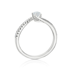 Engagement Ring 9ct White Gold Twisted Solitaire 0.33ct Diamond Ring