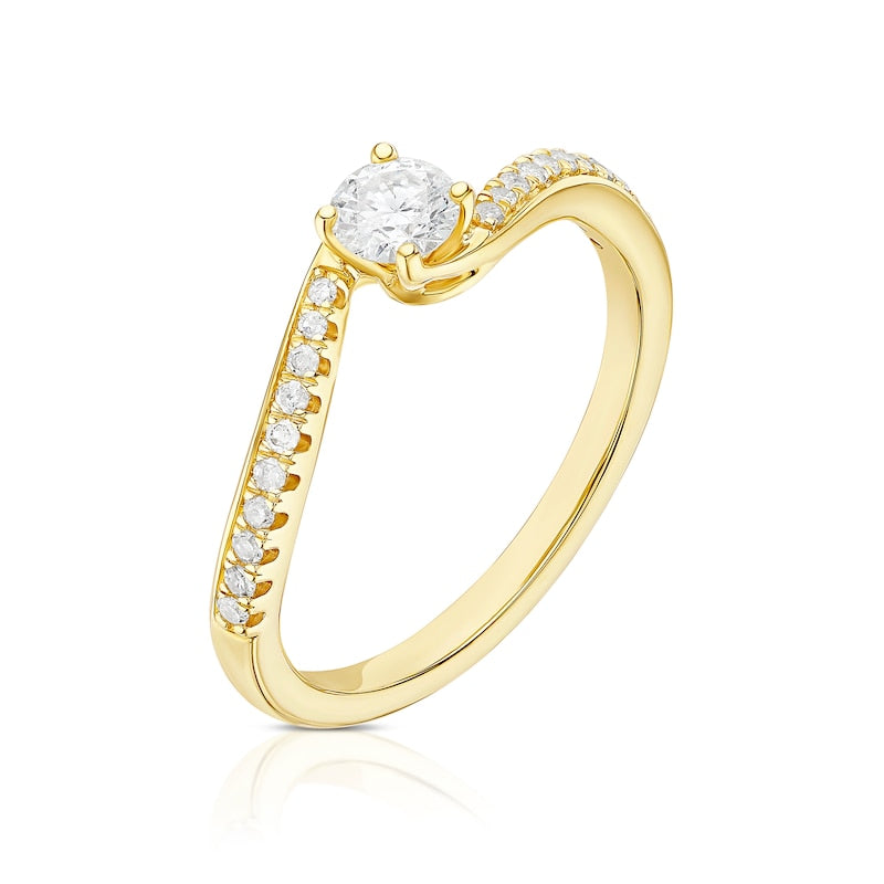 Engagement Ring 9ct Yellow Gold Twisted Solitaire 0.33ct Diamond Ring