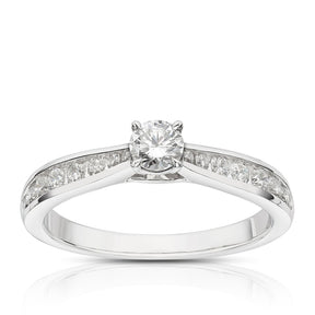 Engagement Ring 18ct White Gold Channel Set Solitaire 0.50ct Diamond Ring