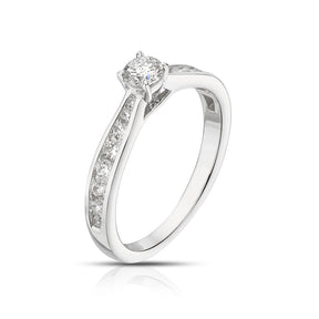 Engagement Ring 18ct White Gold Channel Set Solitaire 0.50ct Diamond Ring