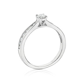 Engagement Ring 18ct White Gold Channel Set Solitaire 0.50ct Diamond Ring