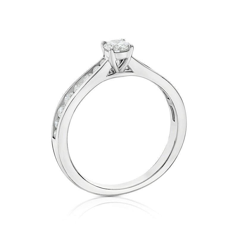 Engagement Ring 18ct White Gold Channel Set Solitaire 0.50ct Diamond Ring