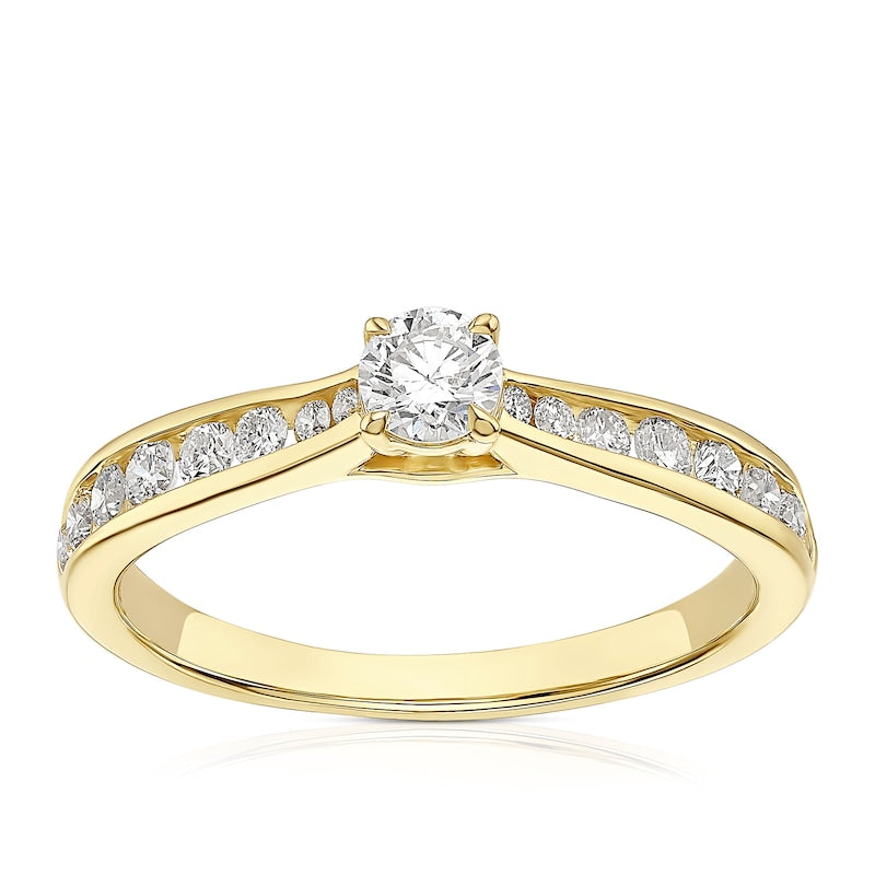 Engagement Ring 18ct Yellow Gold Channel Set Solitaire 0.50ct Diamond Ring