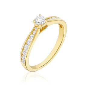 Engagement Ring 18ct Yellow Gold Channel Set Solitaire 0.50ct Diamond Ring