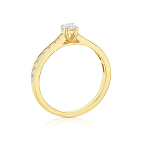 Engagement Ring 18ct Yellow Gold Channel Set Solitaire 0.50ct Diamond Ring