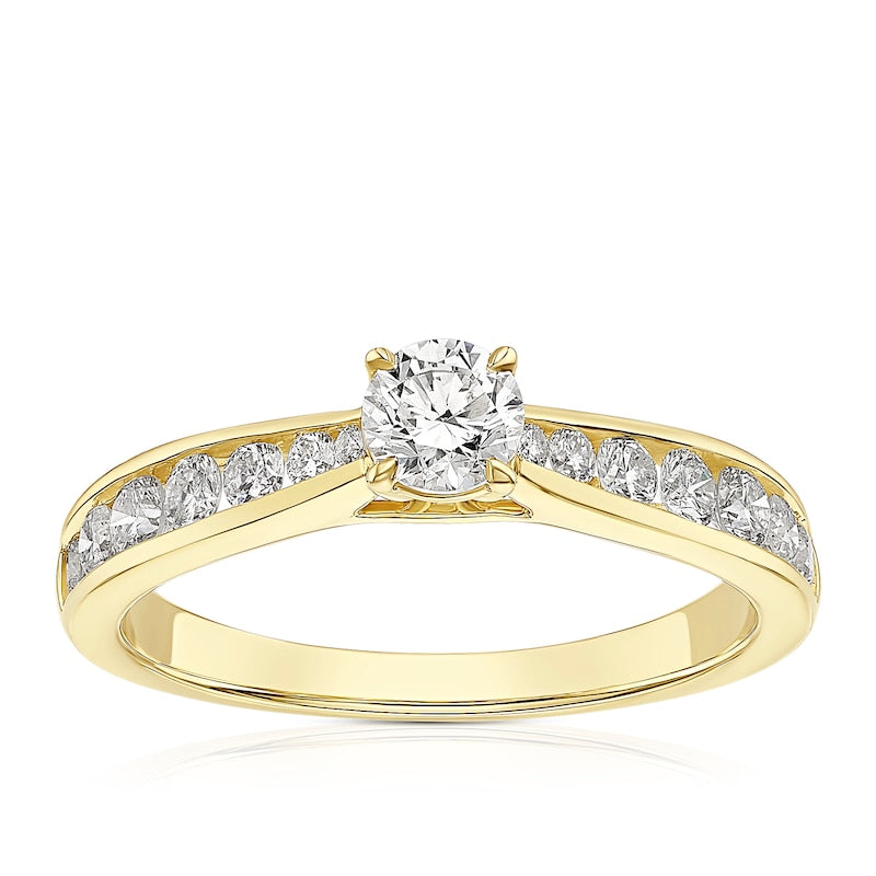 Engagement Ring 18ct Yellow Gold Channel Set Solitaire 0.75ct Diamond Ring