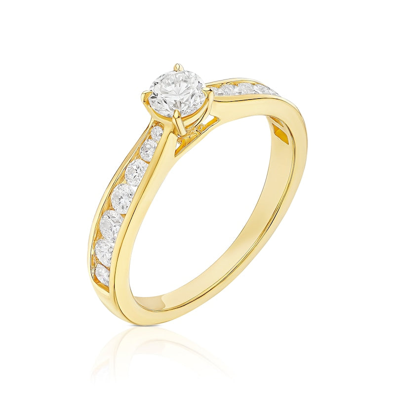 Engagement Ring 18ct Yellow Gold Channel Set Solitaire 0.75ct Diamond Ring