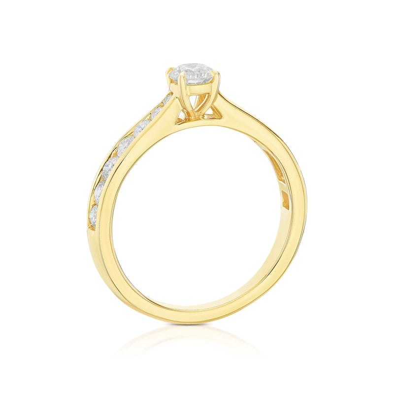 Engagement Ring 18ct Yellow Gold Channel Set Solitaire 0.75ct Diamond Ring