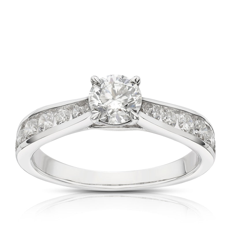 Engagement Ring 18ct White Gold Channel Set Solitaire 1ct Diamond Ring