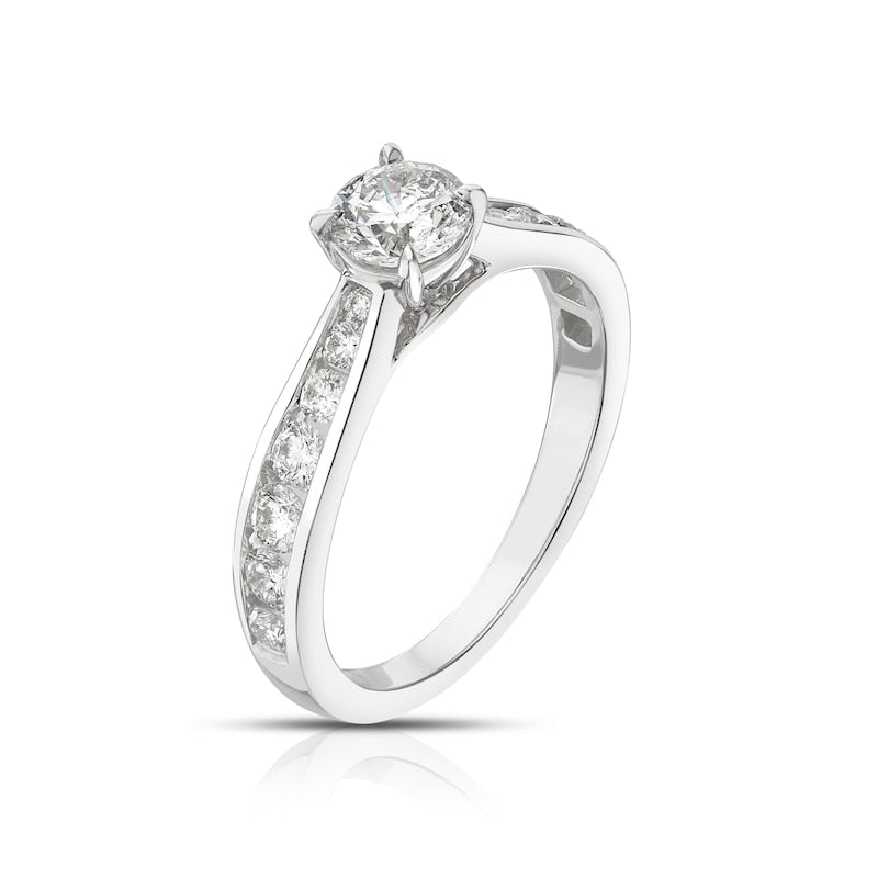 Engagement Ring 18ct White Gold Channel Set Solitaire 1ct Diamond Ring