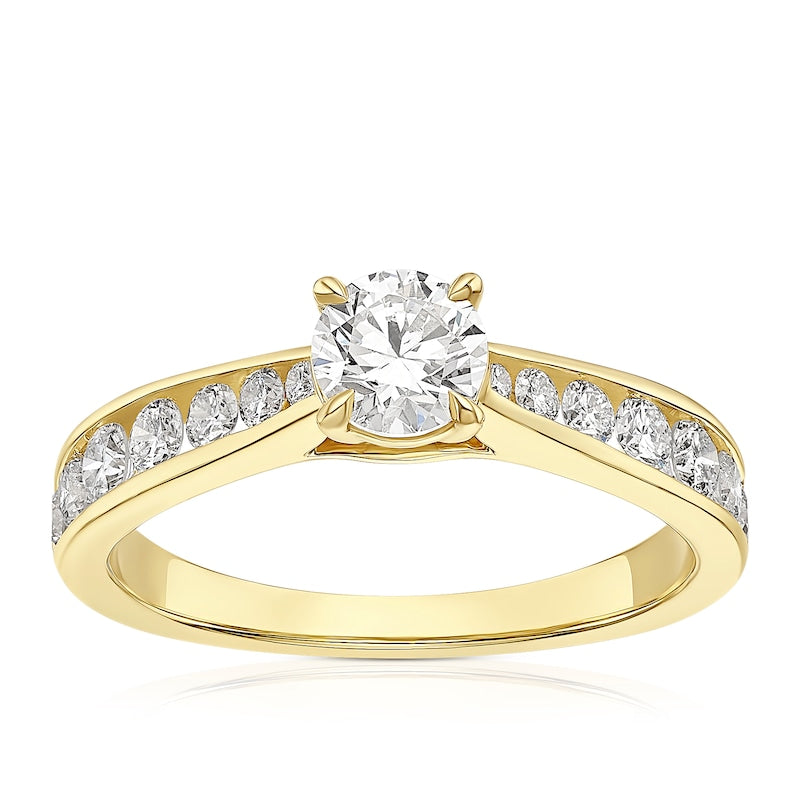 Engagement Ring 18ct Yellow Gold Channel Set Solitaire 1ct Diamond Ring