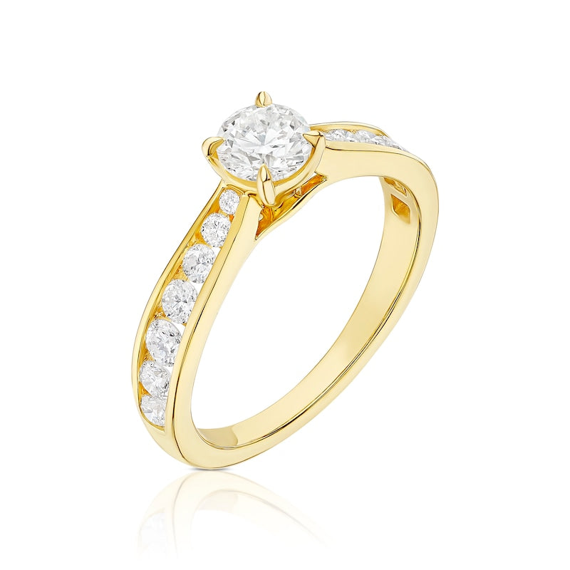 Engagement Ring 18ct Yellow Gold Channel Set Solitaire 1ct Diamond Ring