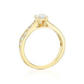 Engagement Ring 18ct Yellow Gold Channel Set Solitaire 1ct Diamond Ring
