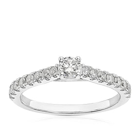 Engagement Ring 14ct White Gold Solitaire 0.50ct Diamond Ring