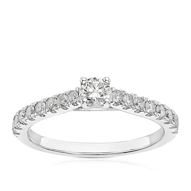 Engagement Ring 14ct White Gold Solitaire 0.50ct Diamond Ring