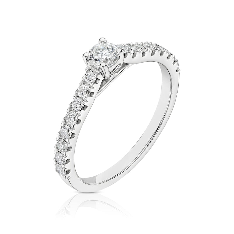 Engagement Ring 14ct White Gold Solitaire 0.50ct Diamond Ring