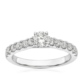 Engagement Ring 14ct White Gold Round Cut Solitaire 0.75ct Diamond Ring