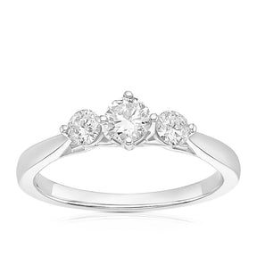 Engagement Ring 14ct White Gold Round Cut Trilogy 0.50ct Diamond Ring
