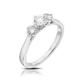 Engagement Ring 14ct White Gold Round Cut Trilogy 0.50ct Diamond Ring