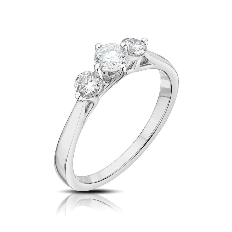 Engagement Ring 14ct White Gold Round Cut Trilogy 0.50ct Diamond Ring